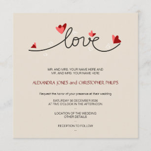 In Love Simple Elegant Text Wedding Invitation