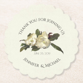 In Love - Vintage Magnolia Floral Wedding Favour Paper Coaster