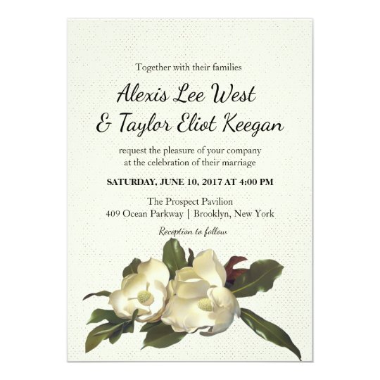 In Love - Vintage Magnolia Flowers Floral Wedding Card