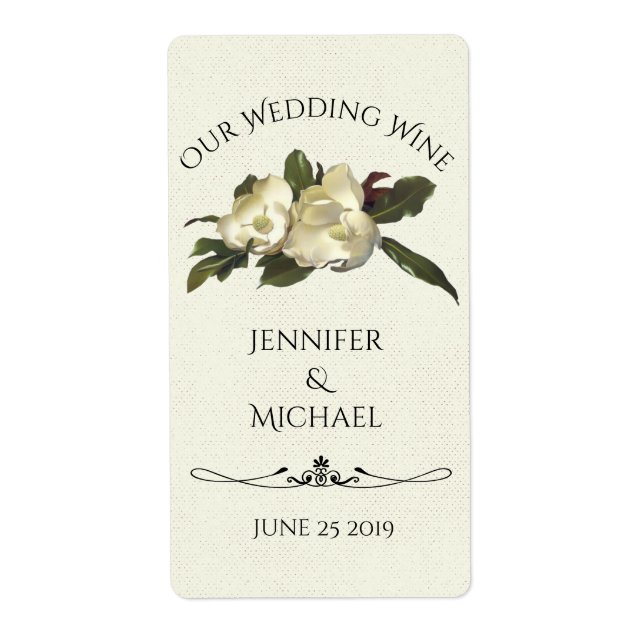 In Love - Vintage Magnolia Wedding Custom Wine (Front)