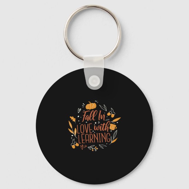 In Love With Learning Autumn Teacher Fall  Keychain (Front)