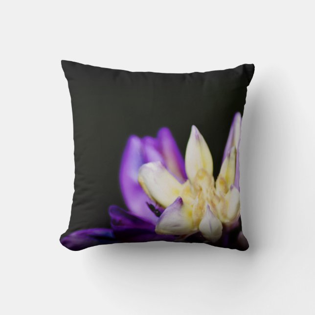 In Love With Lupine Black Edge Throw Pillow (Front)