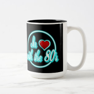 In Love With The 80's Retro Blue Neon Logo Mug
