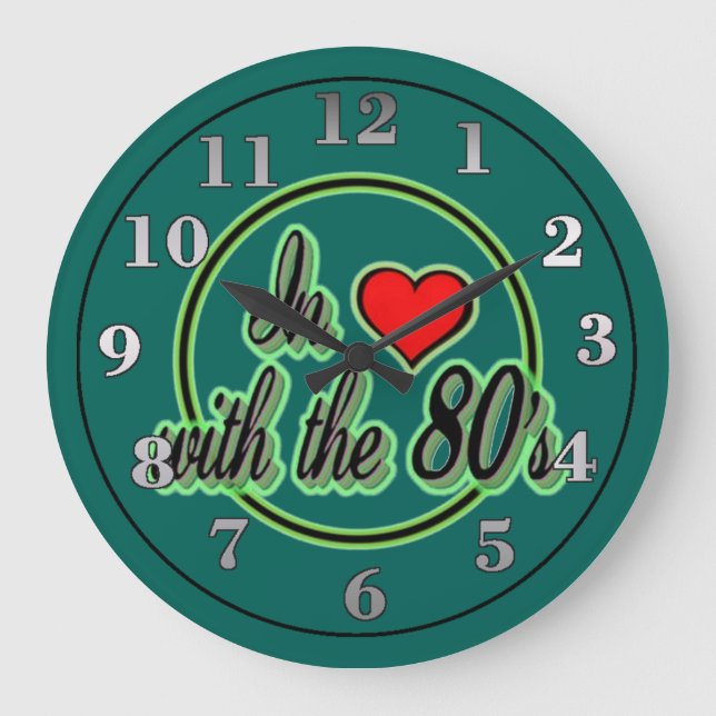 In Love With The 80's Retro Green Logo Wall Clock (Front)