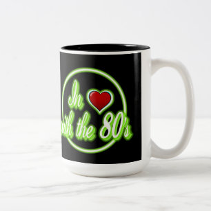 In Love With The 80's Retro Green Neon Logo Mug