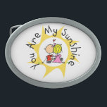 In Love You Are My Sunshine Oval Belt Buckle<br><div class="desc">A couple in love and a yellow sun with text that reads You Are My Sunshine on In Love You Are My Sunshine T-shirts,  hoodies,  mugs,  bags,  cards,  stickers,  magnets,  keepsakes,  key chains,  and much more.</div>