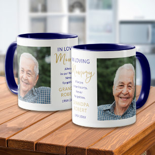 In Loving Memory 2 Photo Blue And Gold Memorial Mug