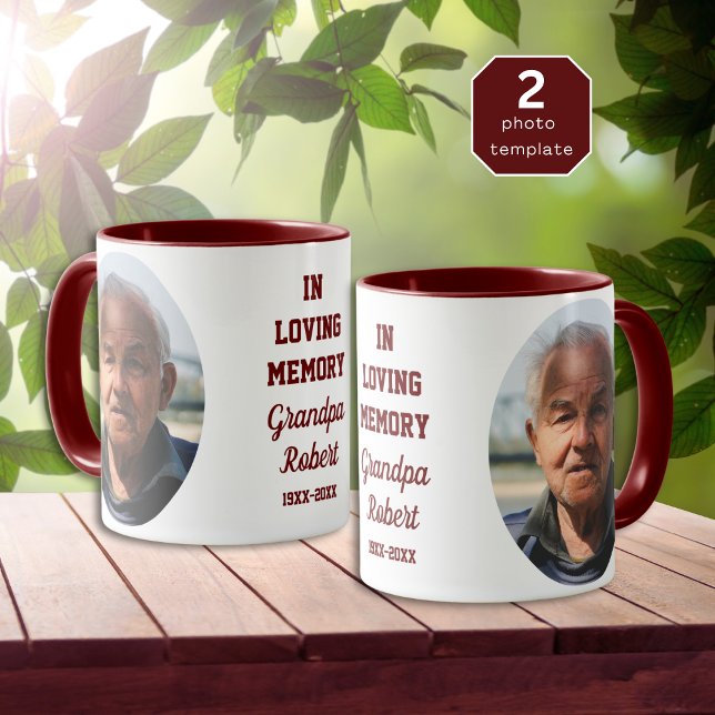 In Loving Memory 2 Photo Memorial Keepsake Maroon Mug (Creator Uploaded)