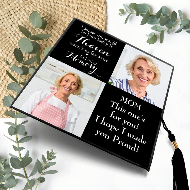 In Loving Memory 2 Photo Personalized Graduate  Graduation Cap Topper (Creator Uploaded)