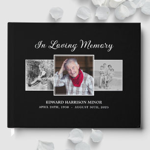 In Loving Memory 3 Photo Funeral Memorial Service Guest Book