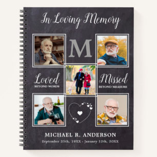 In Loving Memory 5 Photo Budget Funeral GuestBook  Notebook