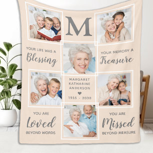 In Loving Memory 6 Photo Collage Fleece Blanket