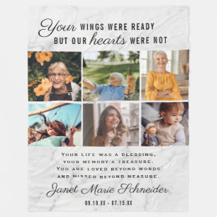 In Loving Memory   6 Photo Collage Quote Keepsake Fleece Blanket