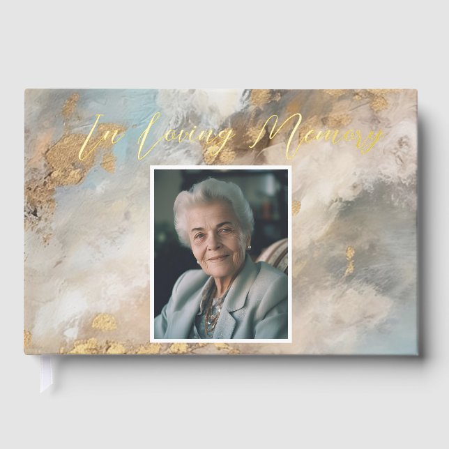 In Loving Memory Abstract Photo Funeral Memorial Guest Book (Front)