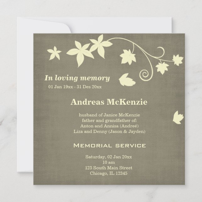 In loving Memory Announcement (Front)