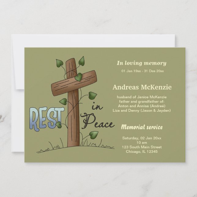 In Loving Memory Announcement (Front)