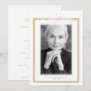 In Loving Memory B&W Golden Photo Service Dear Card