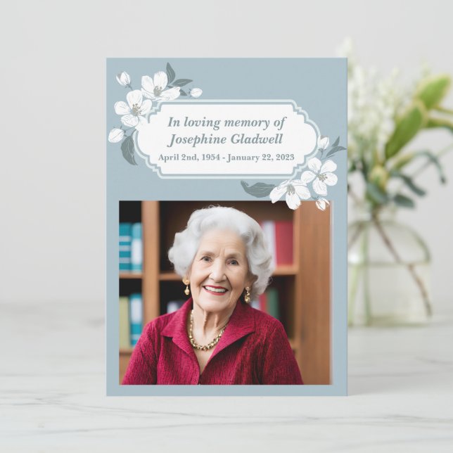 In Loving Memory Beautiful Photo Memorial Service Card (Standing Front)