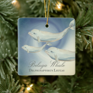 In Loving Memory Beluga Whale Family Memorial Ceramic Ornament