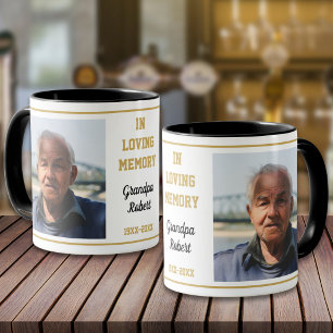 In Loving Memory Black And Gold 2 Photo Keepsake Mug