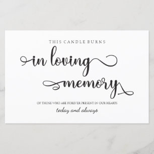 "In loving memory" Black and White Wedding Sign