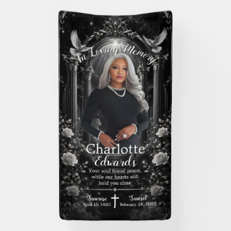 In Loving Memory Black Photo Grave Cover Blanket  Banner