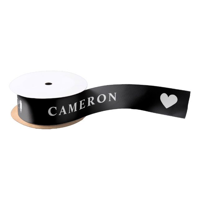 In Loving Memory | Black Ribbon with Name Satin Ribbon (Spool)