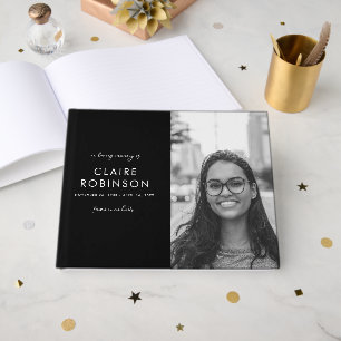 In Loving Memory Black White Photo Script Funeral Guest Book