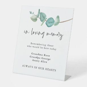 In Loving Memory Blue Eucalyptus Names Wedding Pedestal Sign