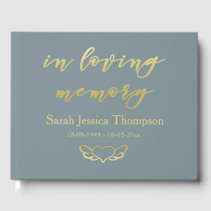 In Loving Memory   Blue & Gold Book of Condolence