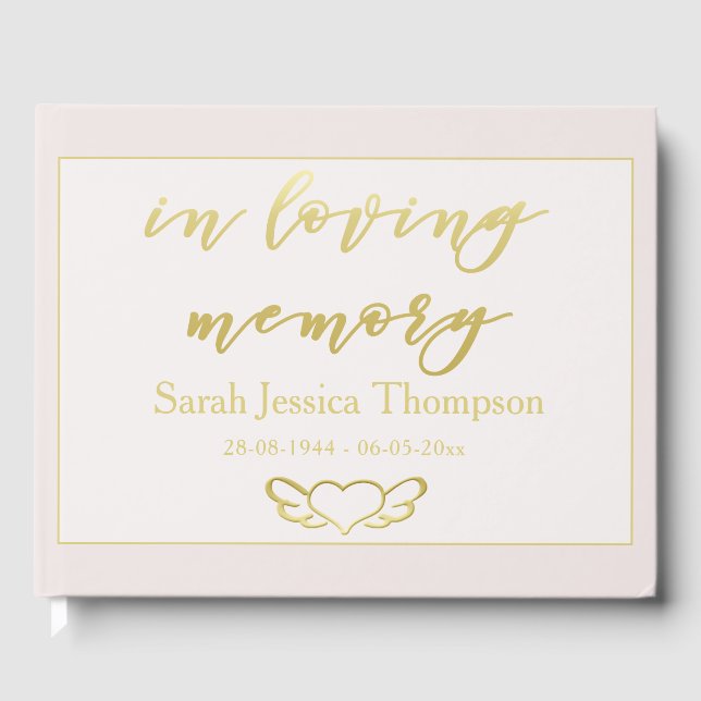 In Loving Memory | Blush & Gold Book of Condolence (Front)
