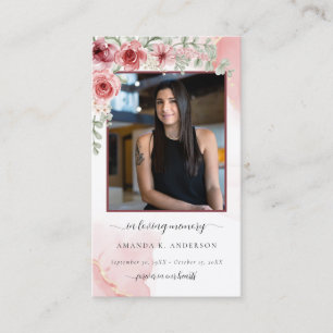 In Loving Memory Blush Red Funeral Prayer Card