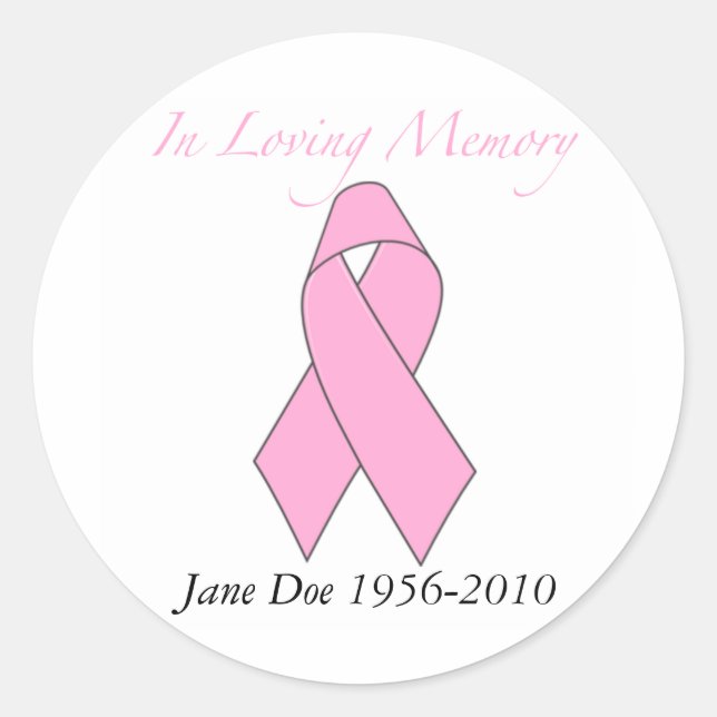 In Loving Memory, Breast Cancer Classic Round Sticker (Front)
