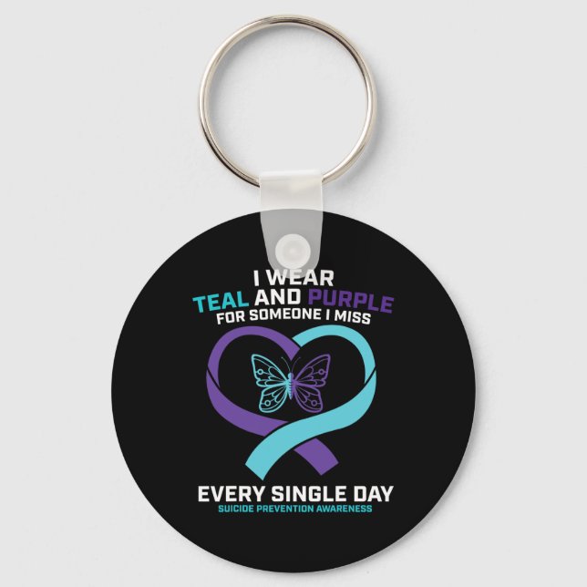 In Loving Memory Butterfly Dad Suicide Prevention  Keychain (Front)