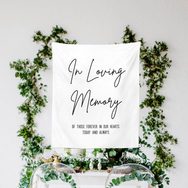 In Loving Memory Calligraphy White Wedding Sign Tapestry (In Loving Memory Calligraphy White Wedding Sign Tapestry
)