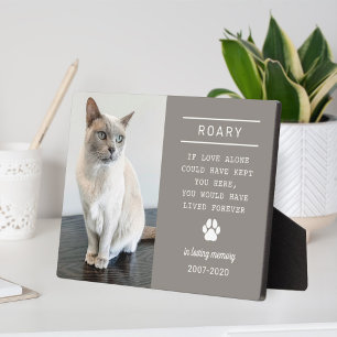 In Loving Memory Cat Photo Pewter Grey Plaque