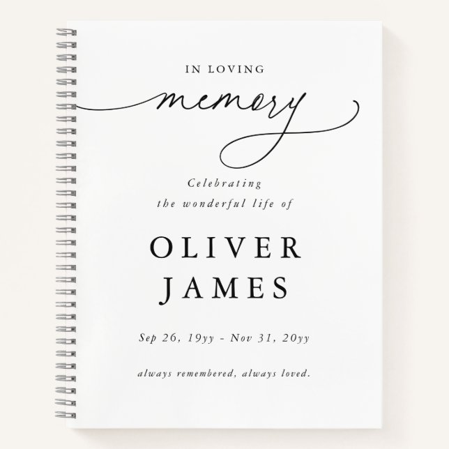 In Loving Memory Celebration of Life Notebook (Front)