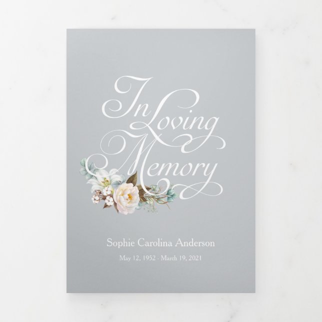 In Loving Memory Celebration of Life Program Tri-Fold Invitation (Cover)