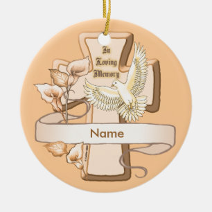 In loving Memory Christian Cross Ceramic Ornament