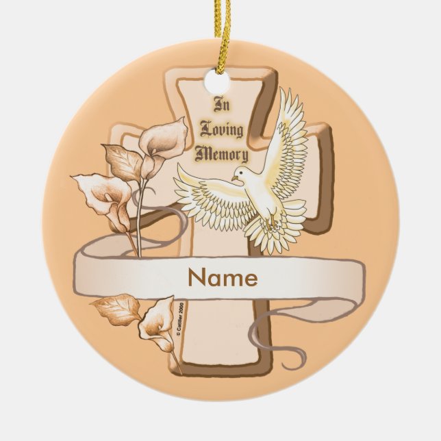 In loving Memory Christian  Cross Ceramic Ornament (Front)