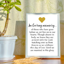 In Loving Memory Christian Quote Wedding Tabletop  Poster