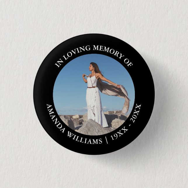 In Loving Memory Christmas Black Keepsake Photo 1 Inch Round Button (Front)
