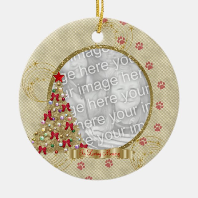 In Loving Memory Christmas Pawprint Photo Ornament (Front)