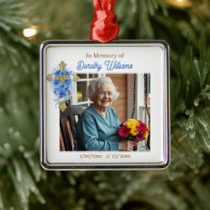 In Loving Memory Christmas Photo Memorial Metal Ornament