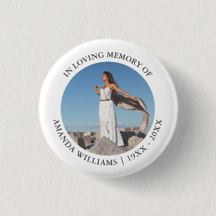 In Loving Memory Christmas White Keepsake Photo 1 Inch Round Button