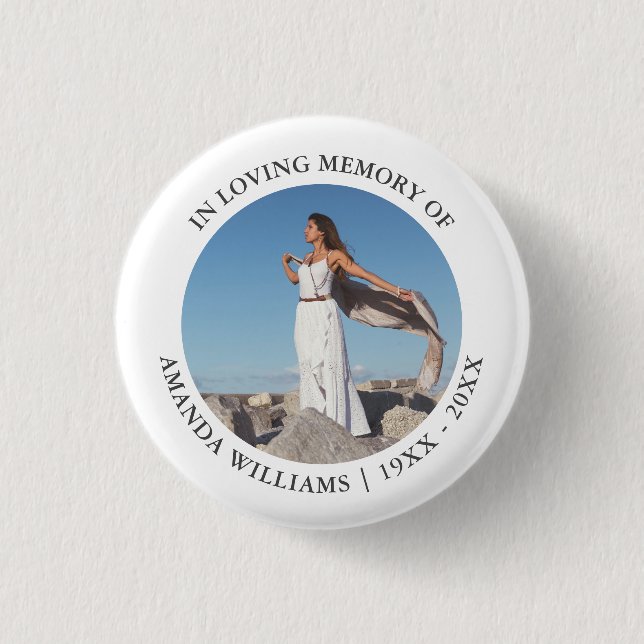 In Loving Memory Christmas White Keepsake Photo 1 Inch Round Button (Front)