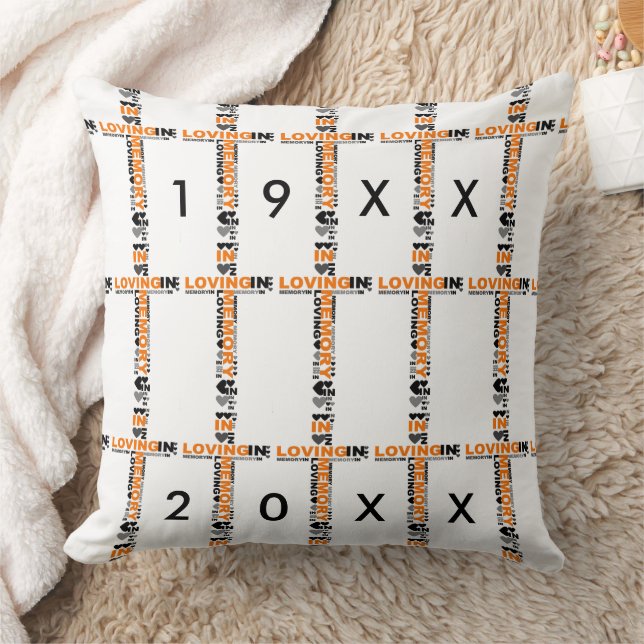In Loving Memory Cross Orange Sympathy Pillow (Blanket)