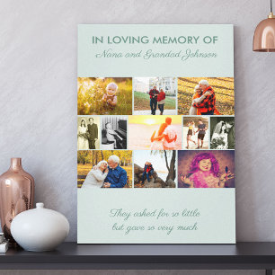 In Loving Memory Custom 11 Photo Collage Green Canvas Print