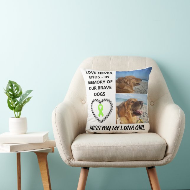 In Loving Memory - Custom Dog Tribute Throw Pillow (Chair)