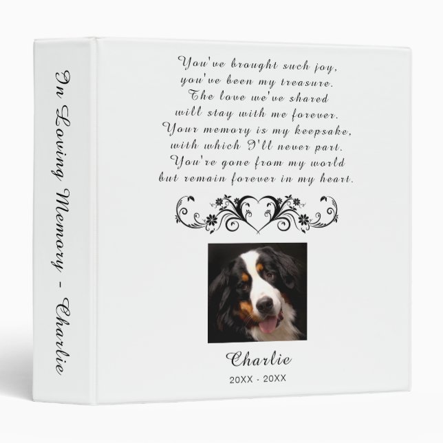 In Loving Memory Custom Pet Memorial Photo Album Binder (Front/Spine)